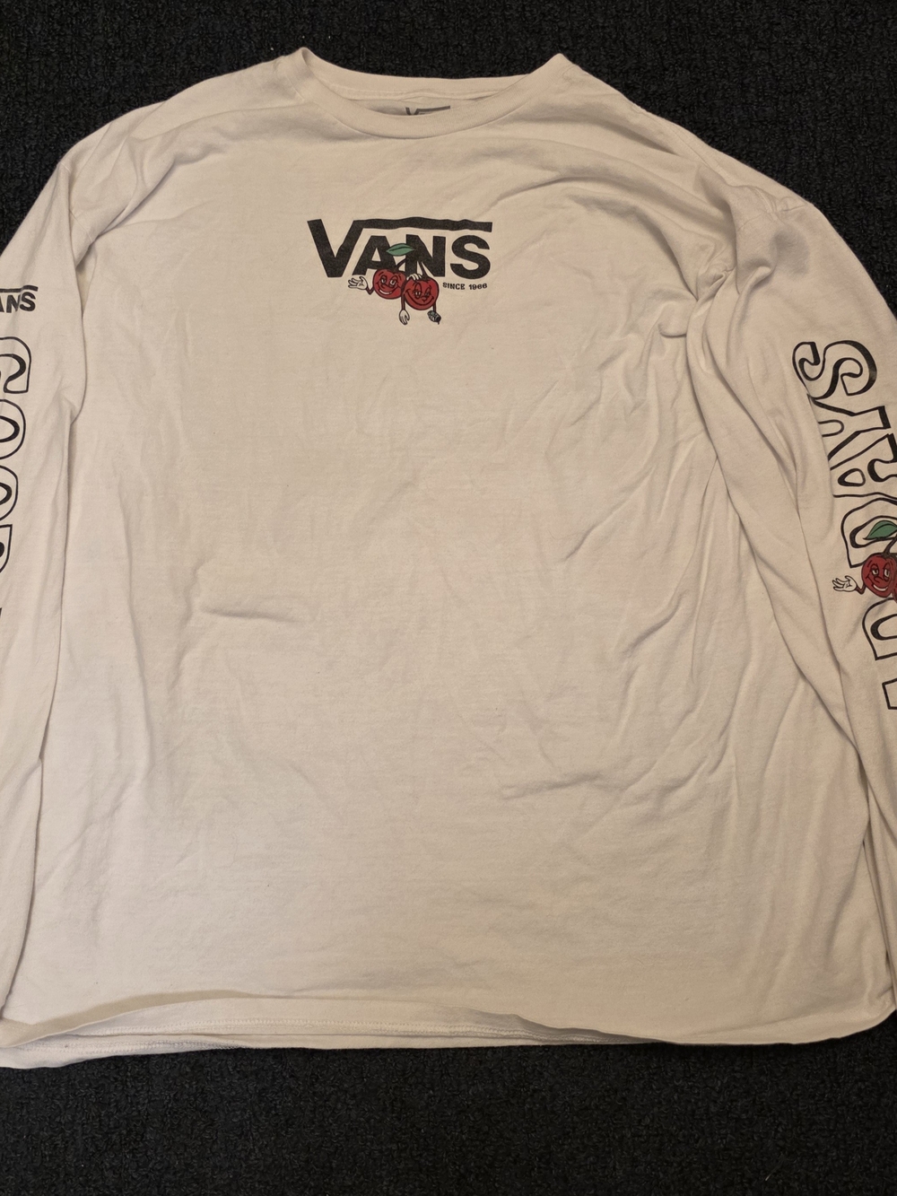 Vans Classic Fit Mens XL Long Sleeve Crew Neck White Graphic Logo Cotton Tee